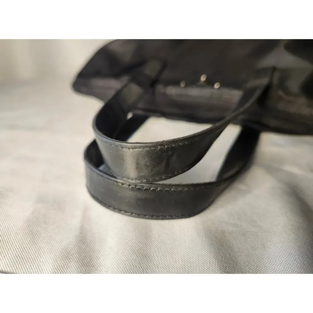 Prada Black Nylon Tote Bag Leather Handles Made in Italy Authenticity Card - Picture 8 of 15